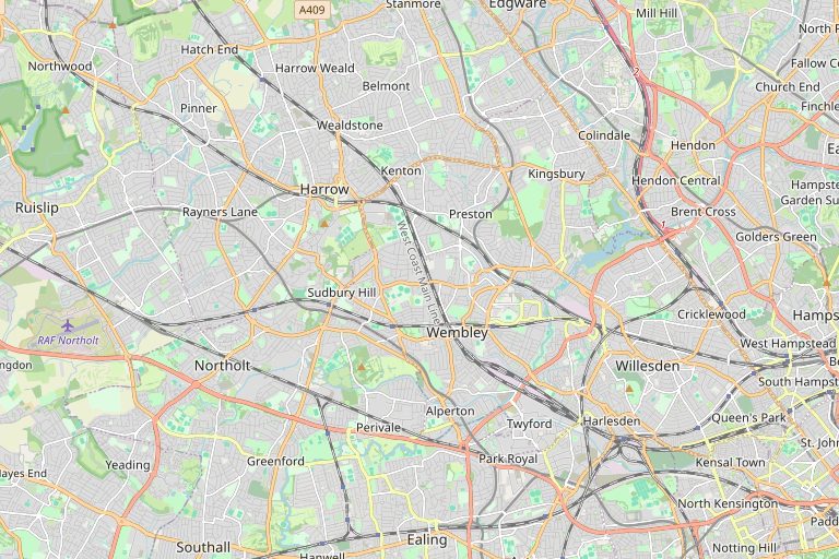Map of Wembley and the surrounding area